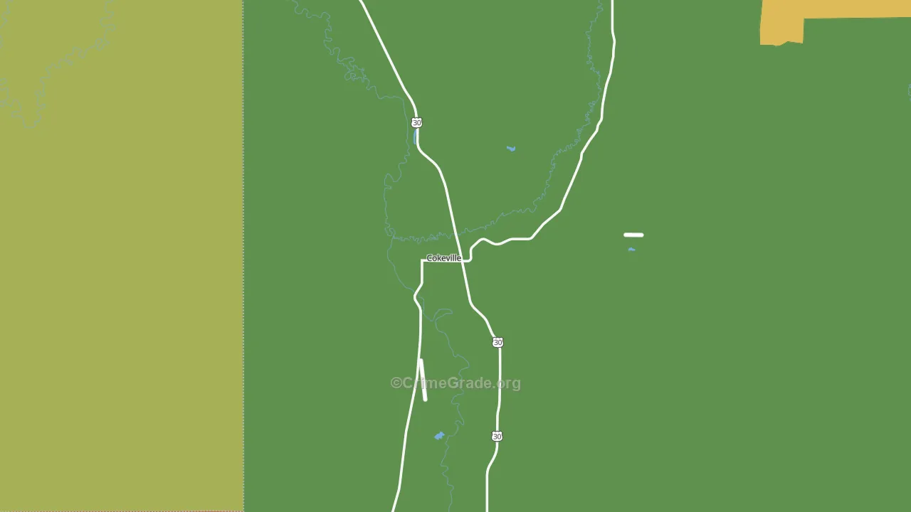 Cokeville, WY Map of Robbery Rates