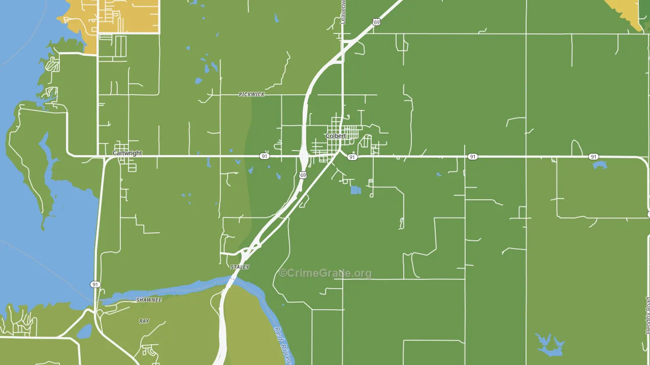 Colbert, OK Map of Robbery Rates