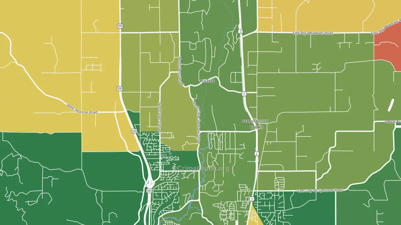 Colbert, WA Map of Robbery Rates