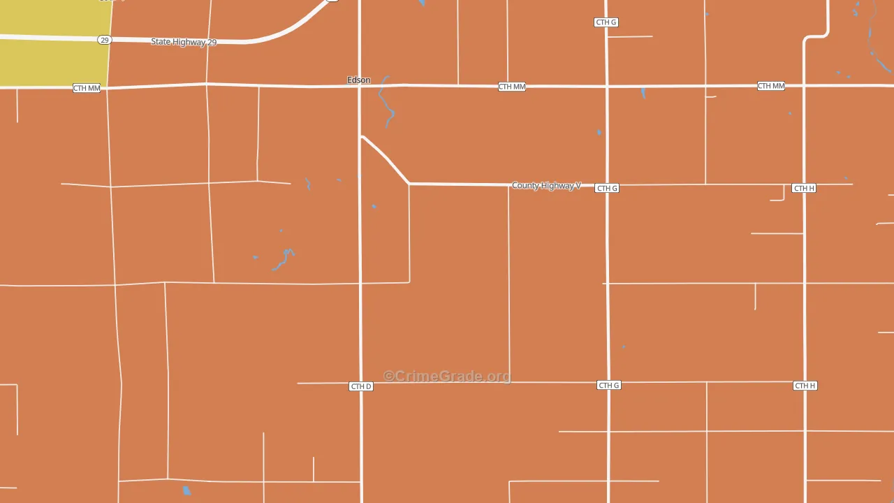 Colburn, WI Map of Robbery Rates