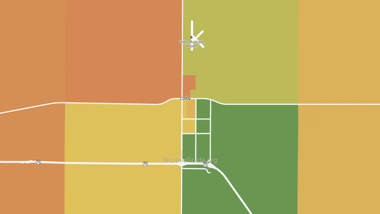 Colby, KS Map of Robbery Rates