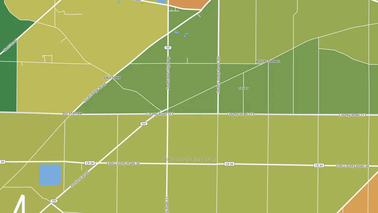 Colby, OH Map of Robbery Rates