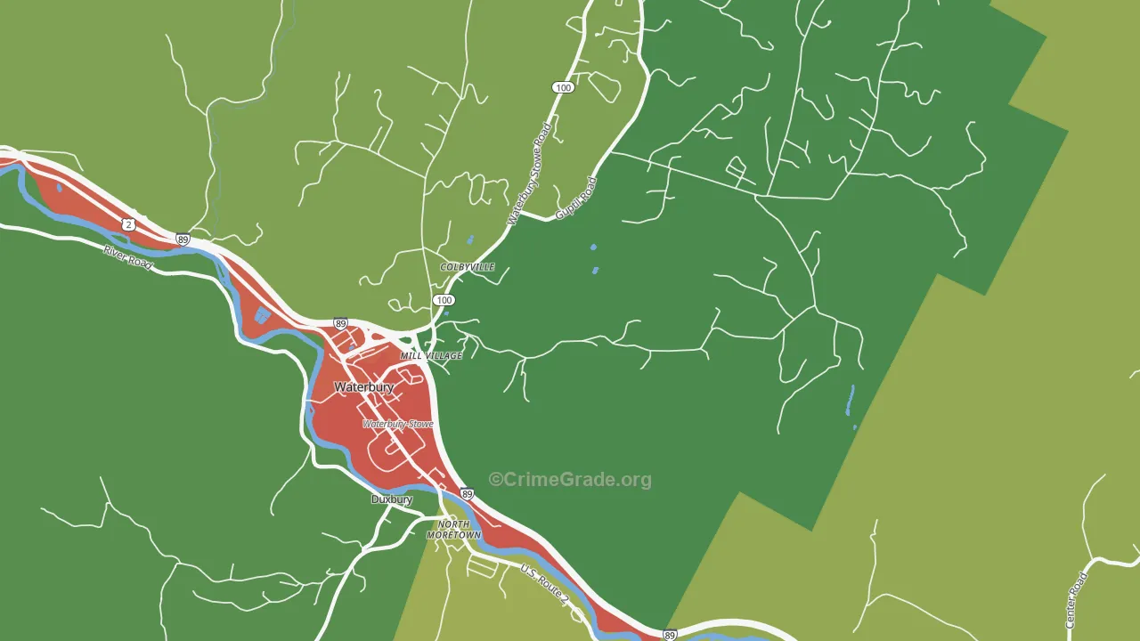 Colbyville, VT Map of Robbery Rates