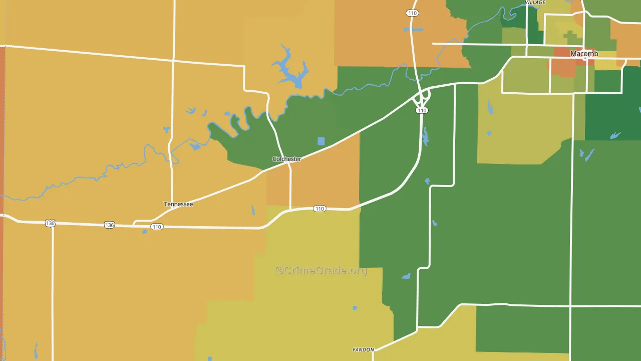 Colchester, IL Map of Robbery Rates