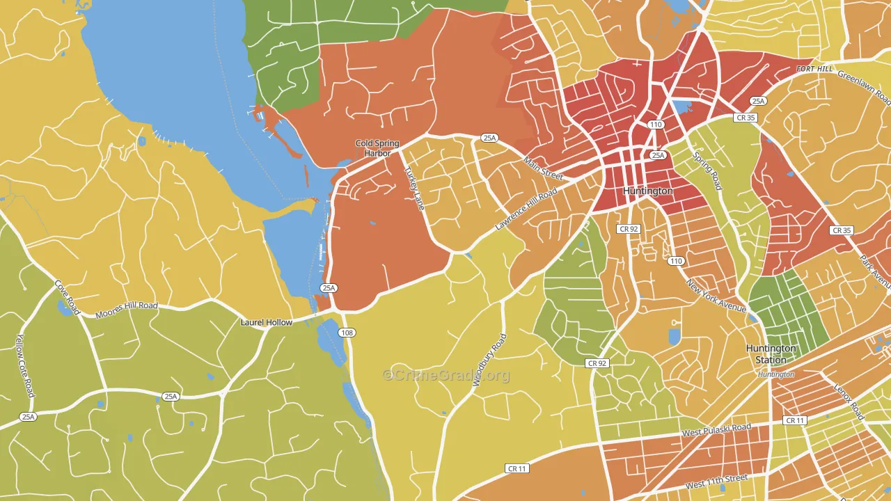 Cold Spring Harbor, NY Map of Robbery Rates