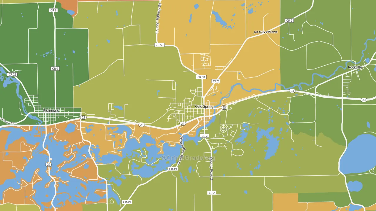 Cold Spring, MN Map of Robbery Rates