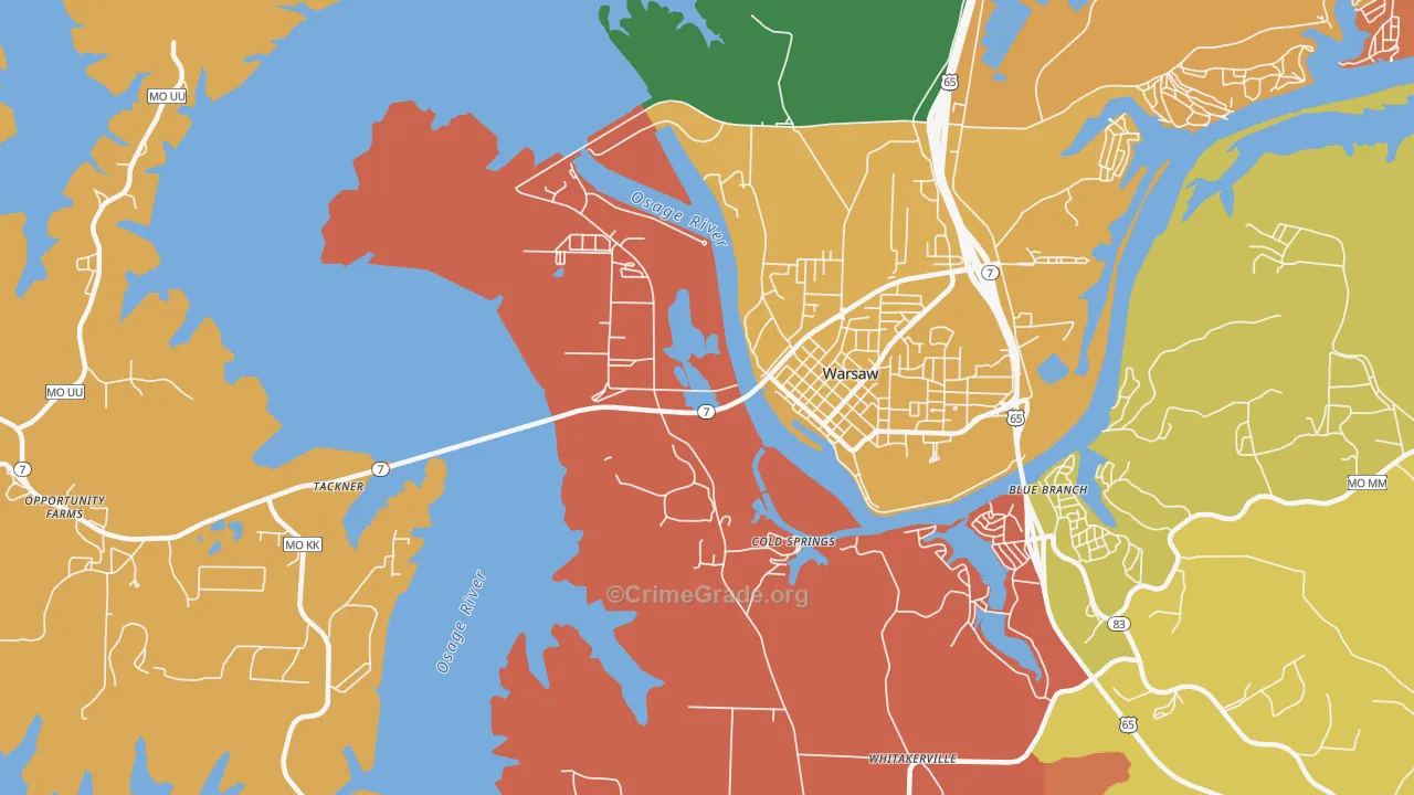 Cold Springs, MO Map of Robbery Rates