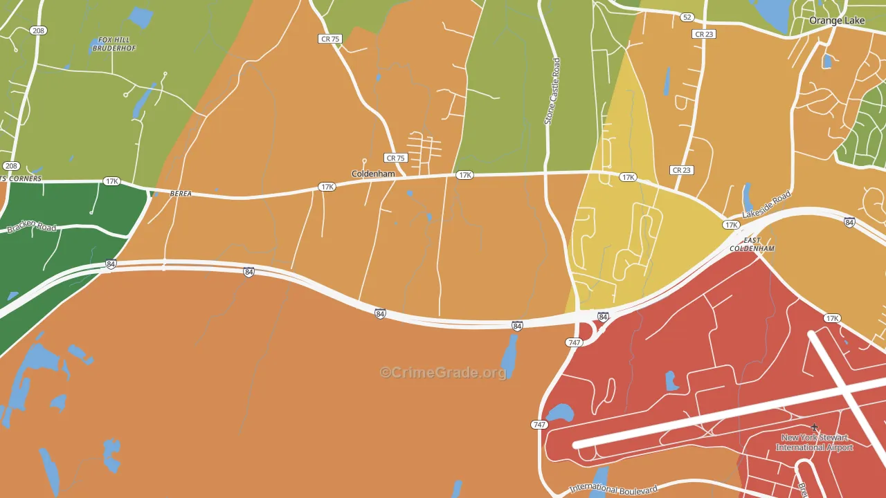 Coldenham, NY Map of Robbery Rates