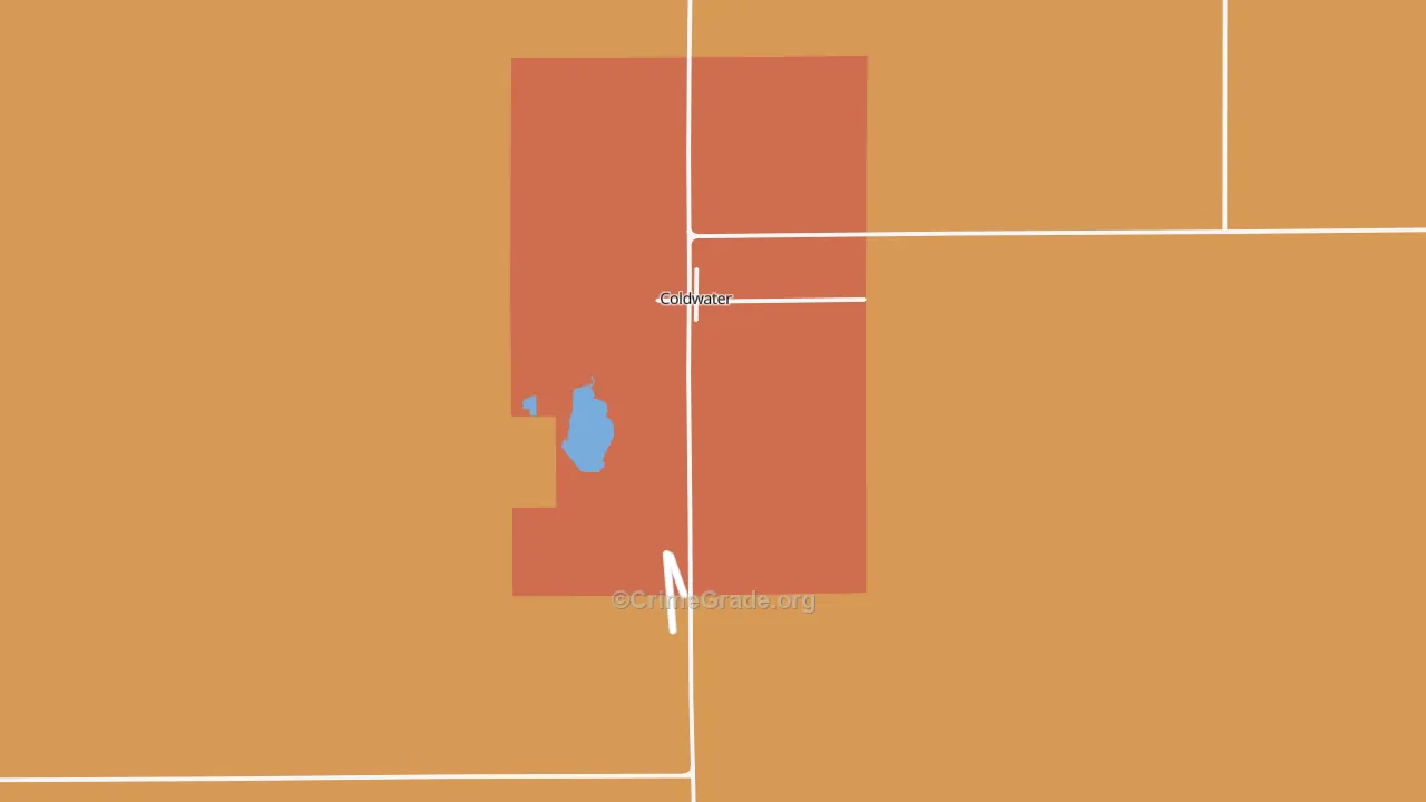 Coldwater, KS Map of Robbery Rates