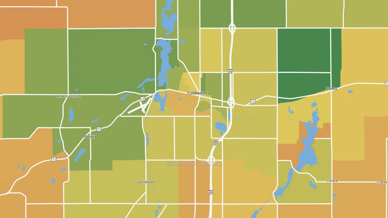 Coldwater, MI Map of Robbery Rates