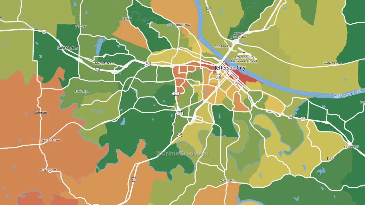 Cole County, MO Map of Robbery Rates