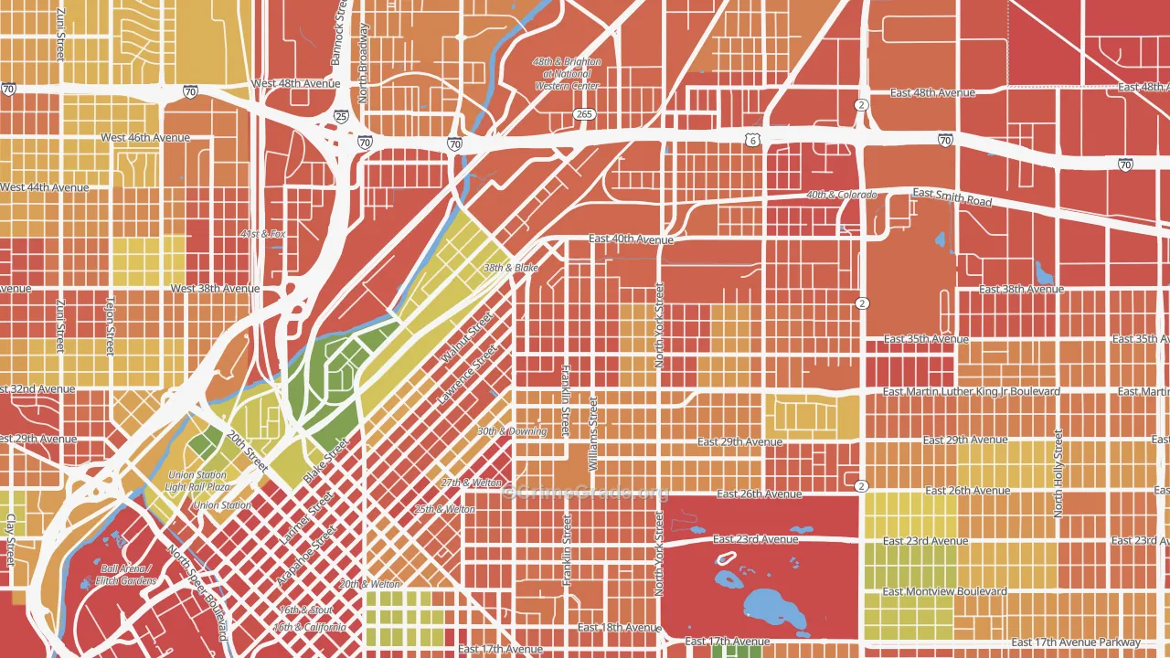 Cole, Denver, CO Map of Robbery Rates