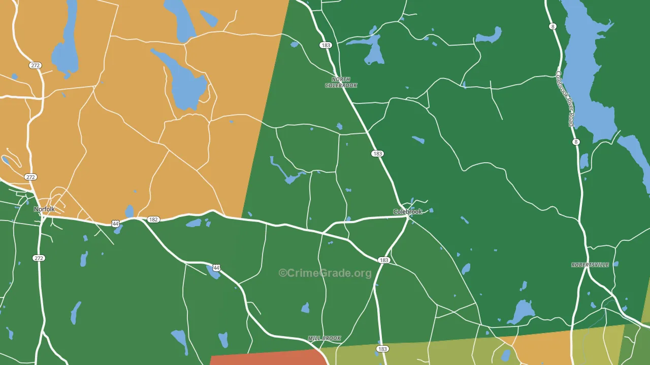 Colebrook, CT Map of Robbery Rates