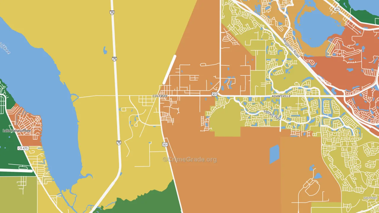 Coleman, FL Map of Robbery Rates