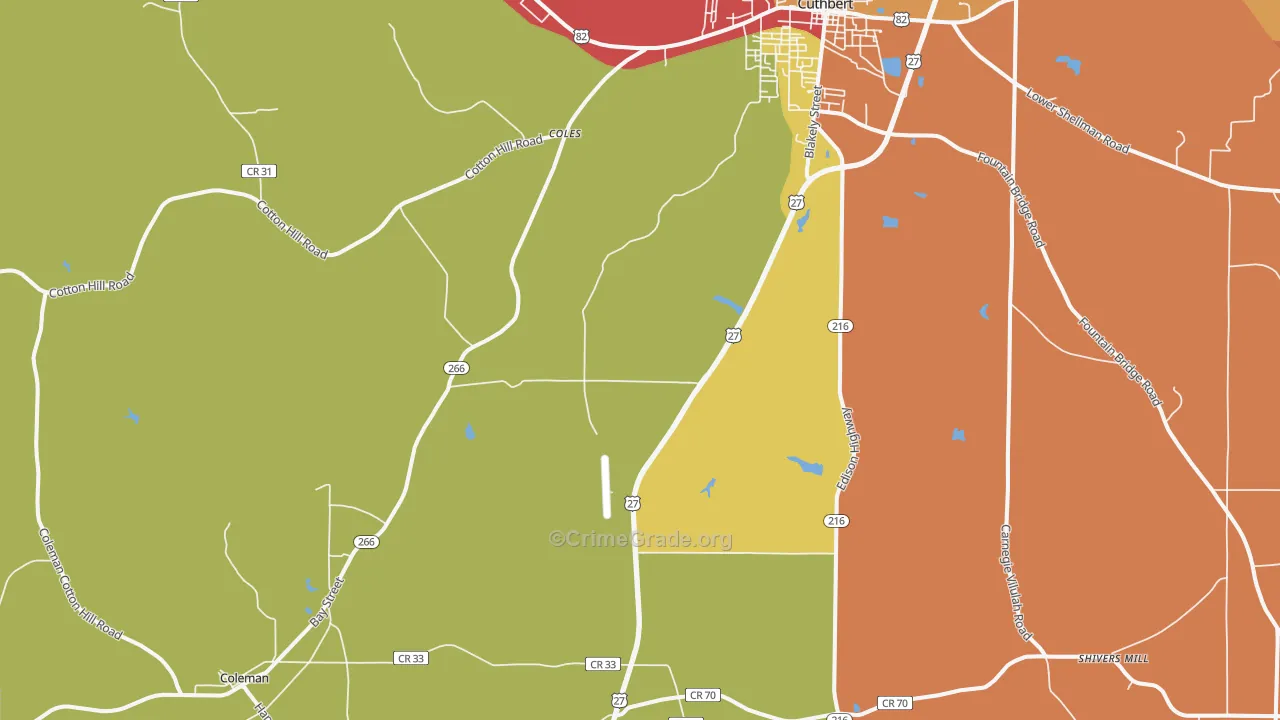 Coleman, GA Map of Robbery Rates