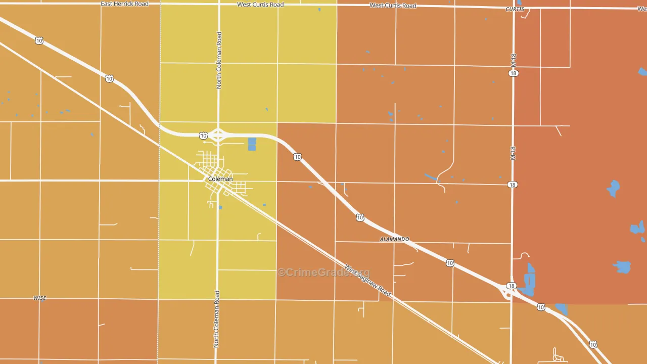 Coleman, MI Map of Robbery Rates