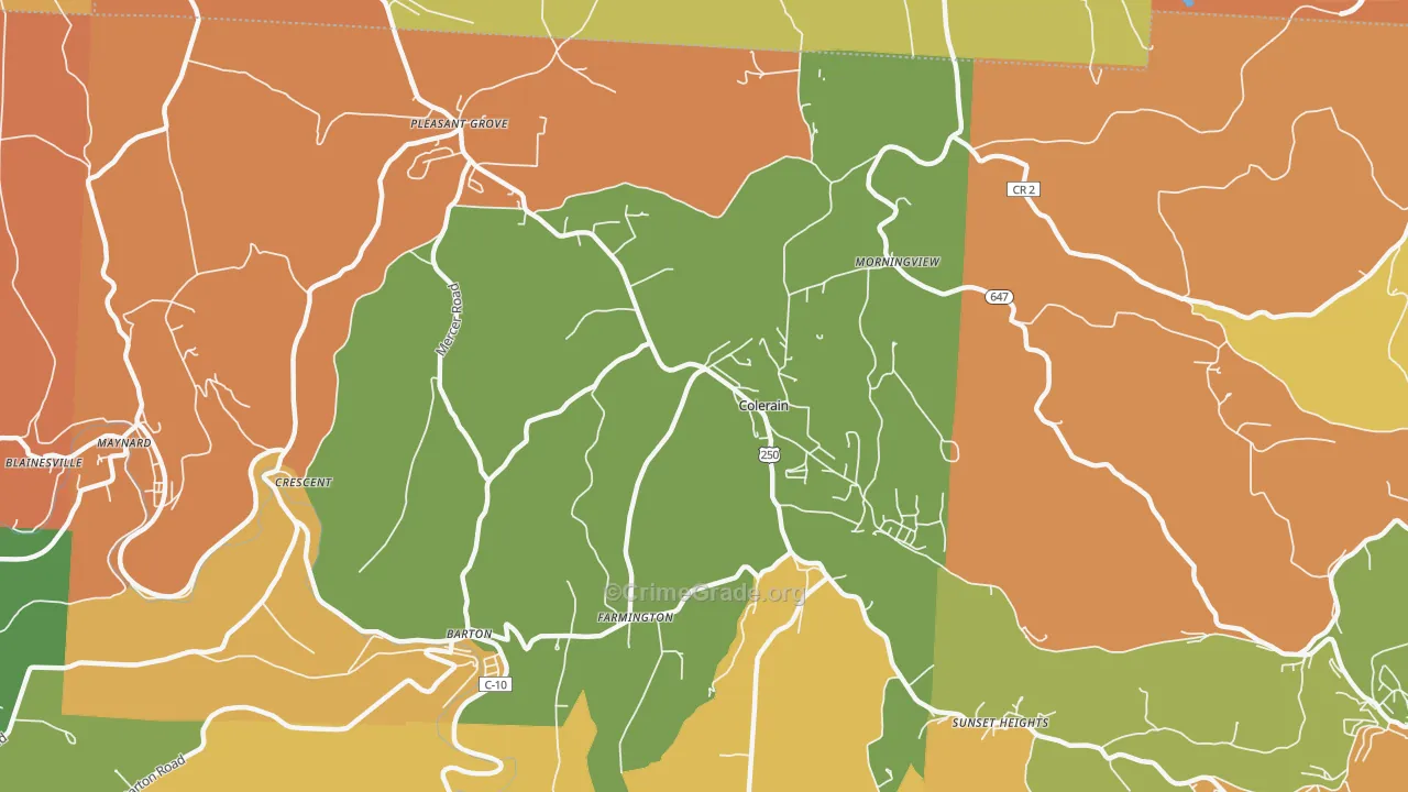 Colerain, OH Map of Robbery Rates