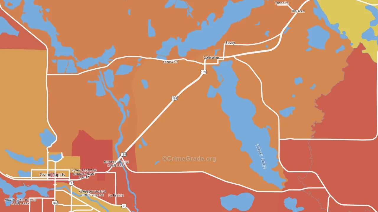 Coleraine, MN Map of Robbery Rates
