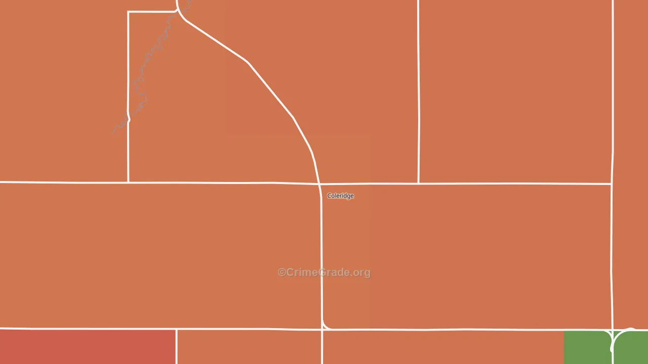 Coleridge, NE Map of Robbery Rates