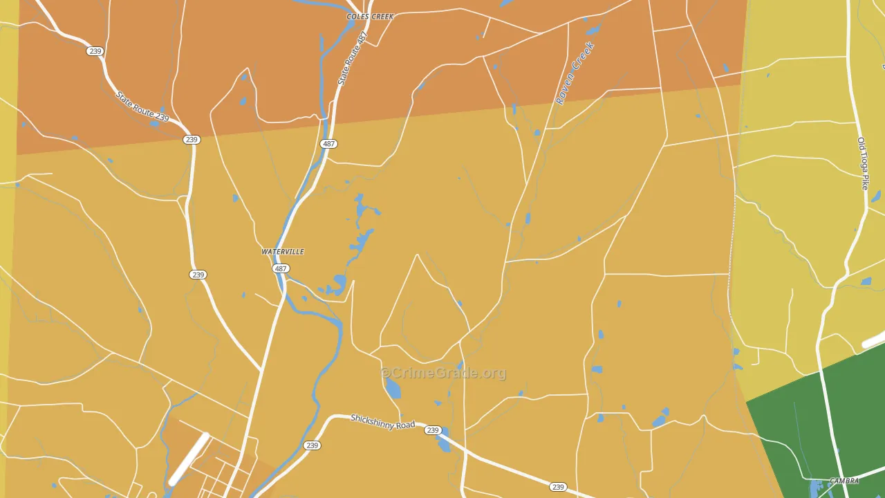 Coles Creek, PA Map of Robbery Rates