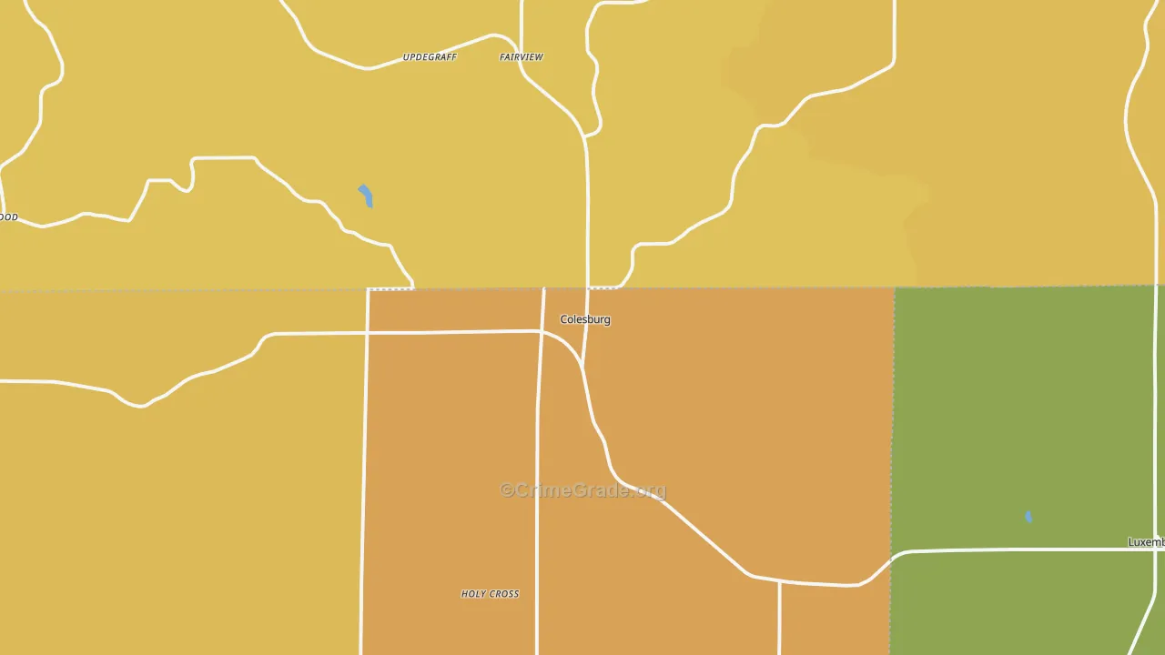 Colesburg, IA Map of Robbery Rates