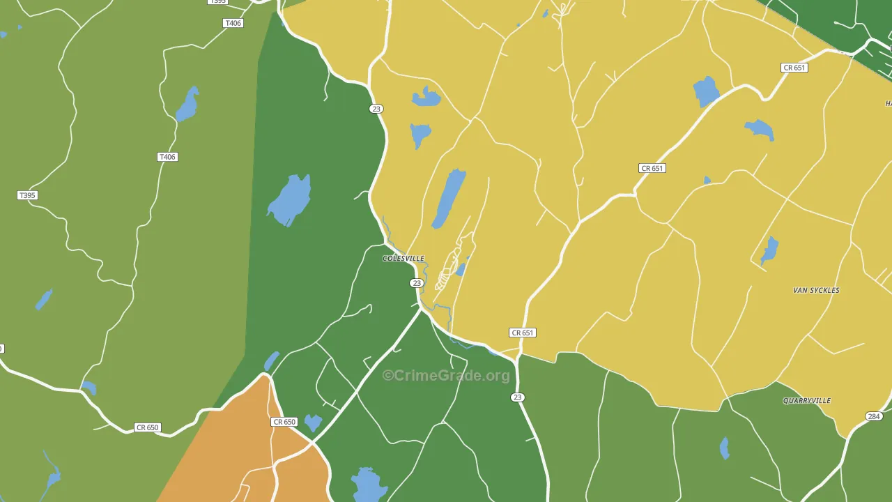 Colesville, NJ Map of Robbery Rates