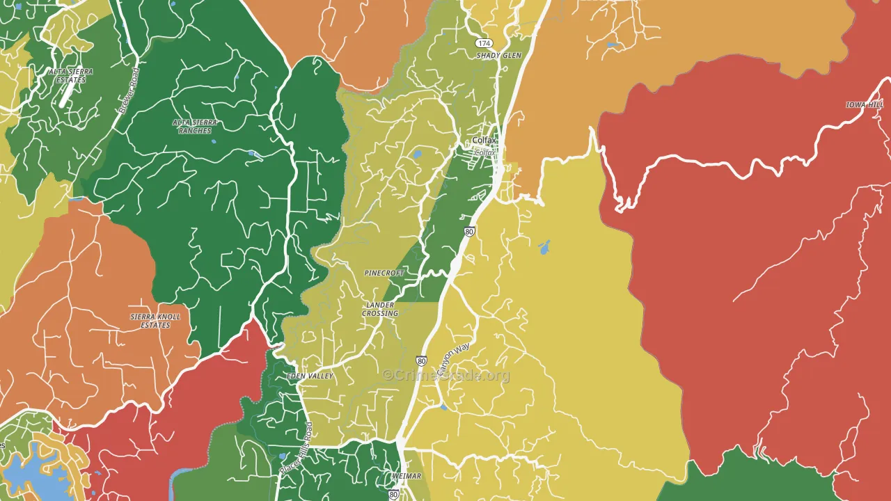 Colfax, CA Map of Robbery Rates