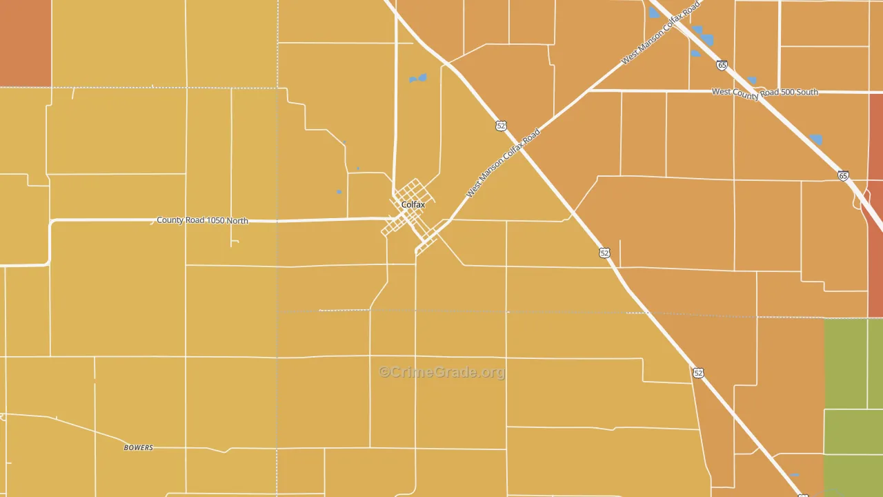 Colfax, IN Map of Robbery Rates