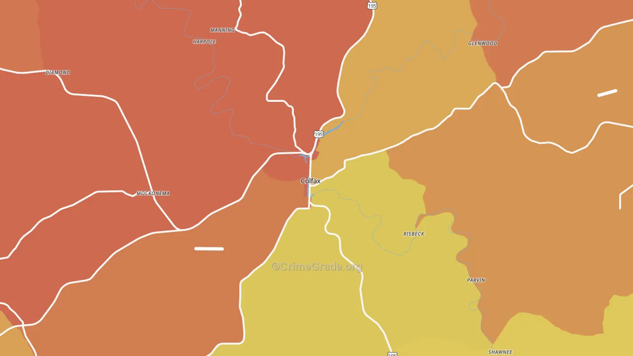 Colfax, WA Map of Robbery Rates
