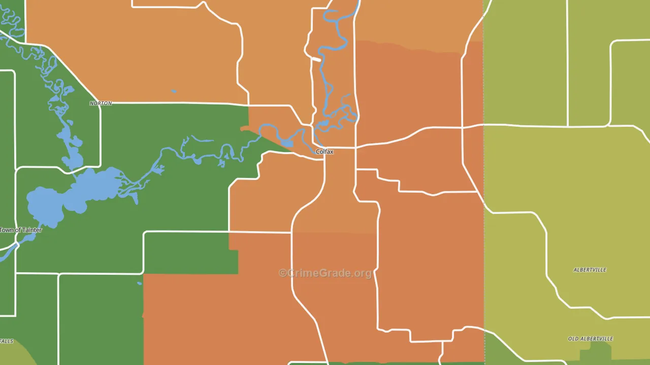 Colfax, WI Map of Robbery Rates