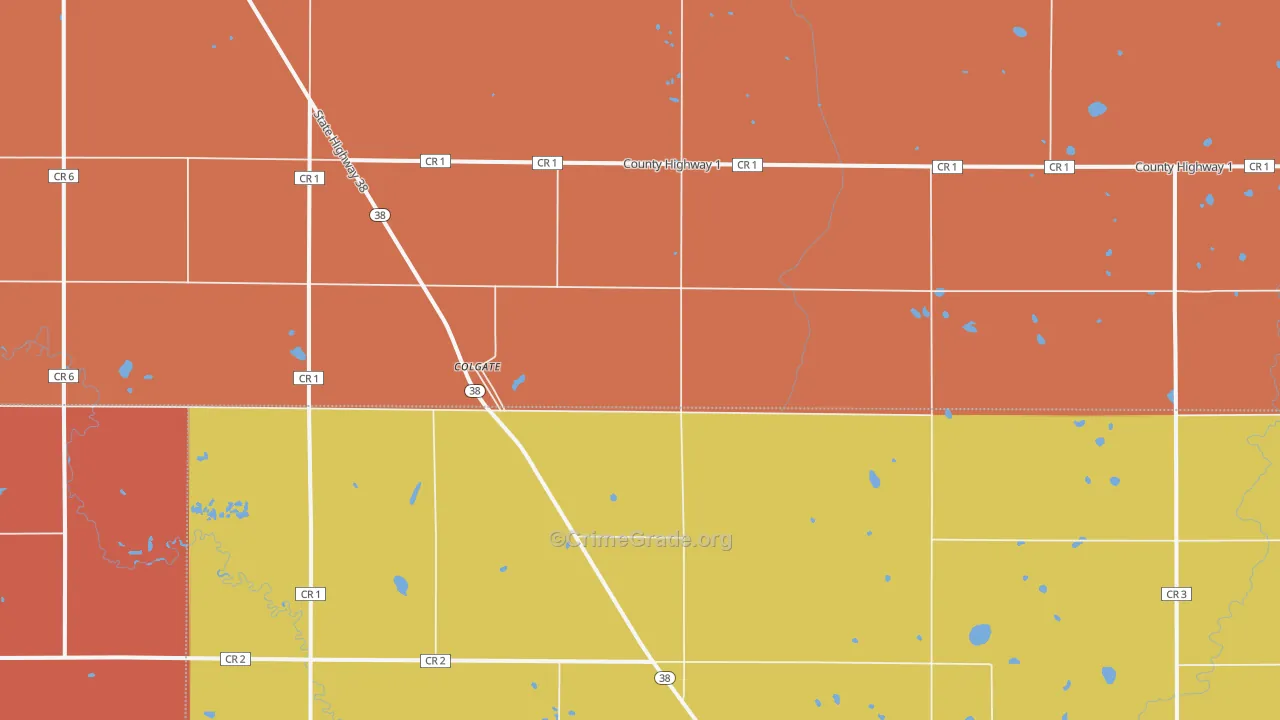 Colgate, ND Map of Robbery Rates