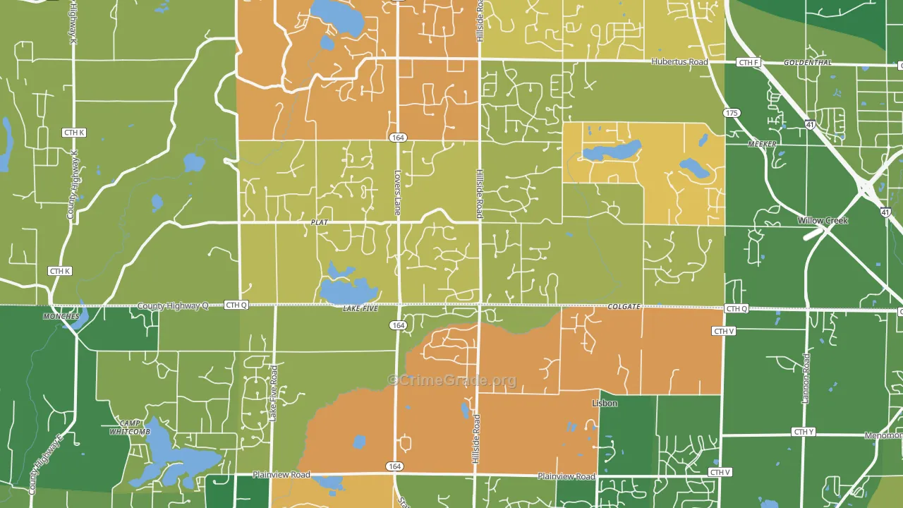 Colgate, WI Map of Robbery Rates