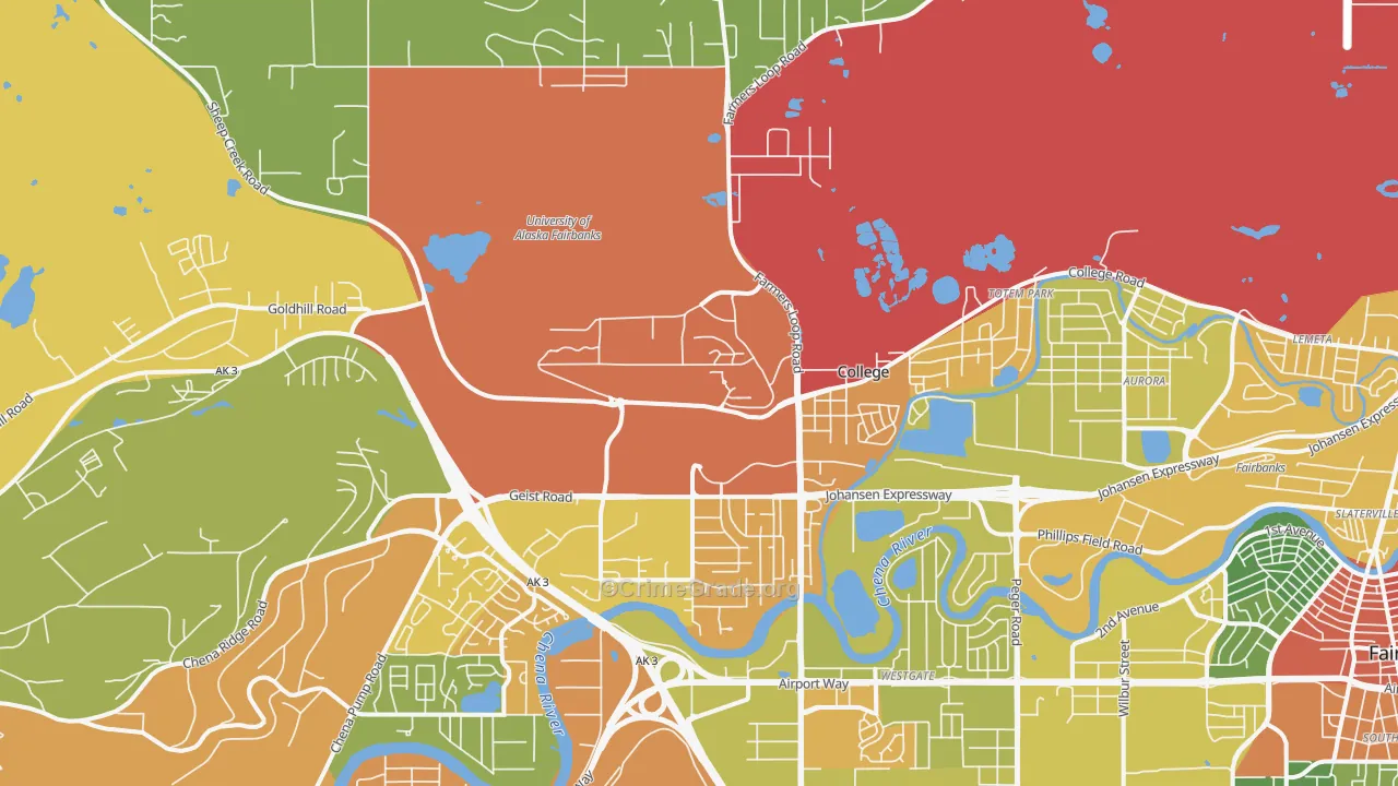 College, AK Map of Robbery Rates