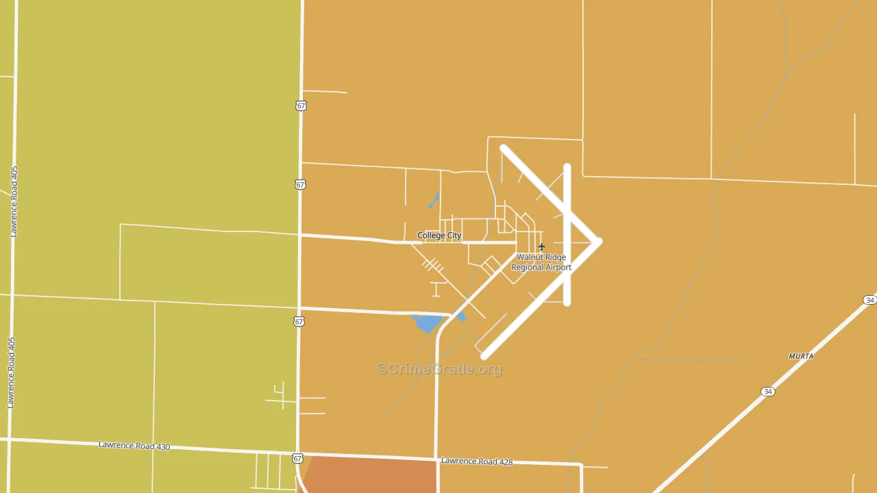College City, AR Map of Robbery Rates