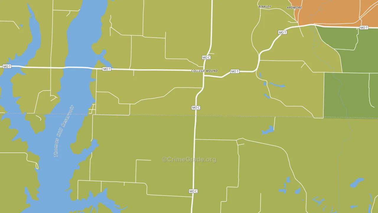 College Mound, MO Map of Robbery Rates