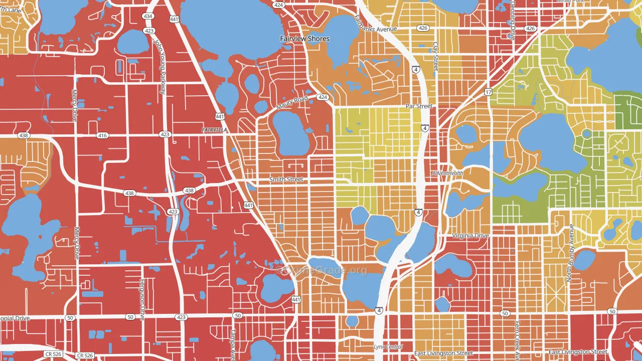 College Park, Orlando, FL Map of Robbery Rates