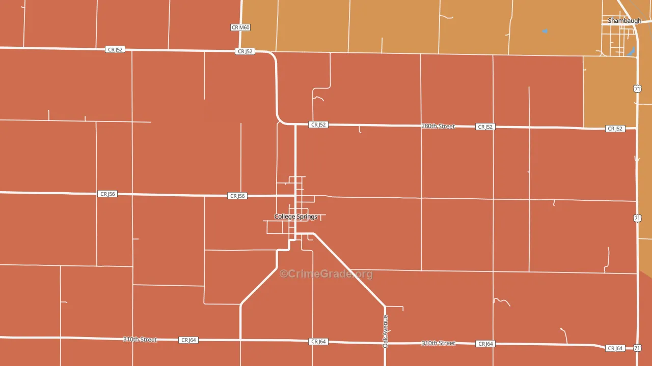 College Springs, IA Map of Robbery Rates