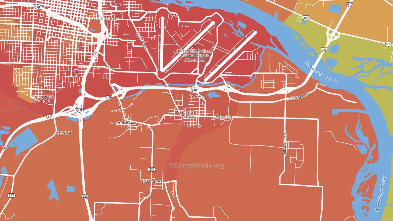 College Station, AR Map of Robbery Rates