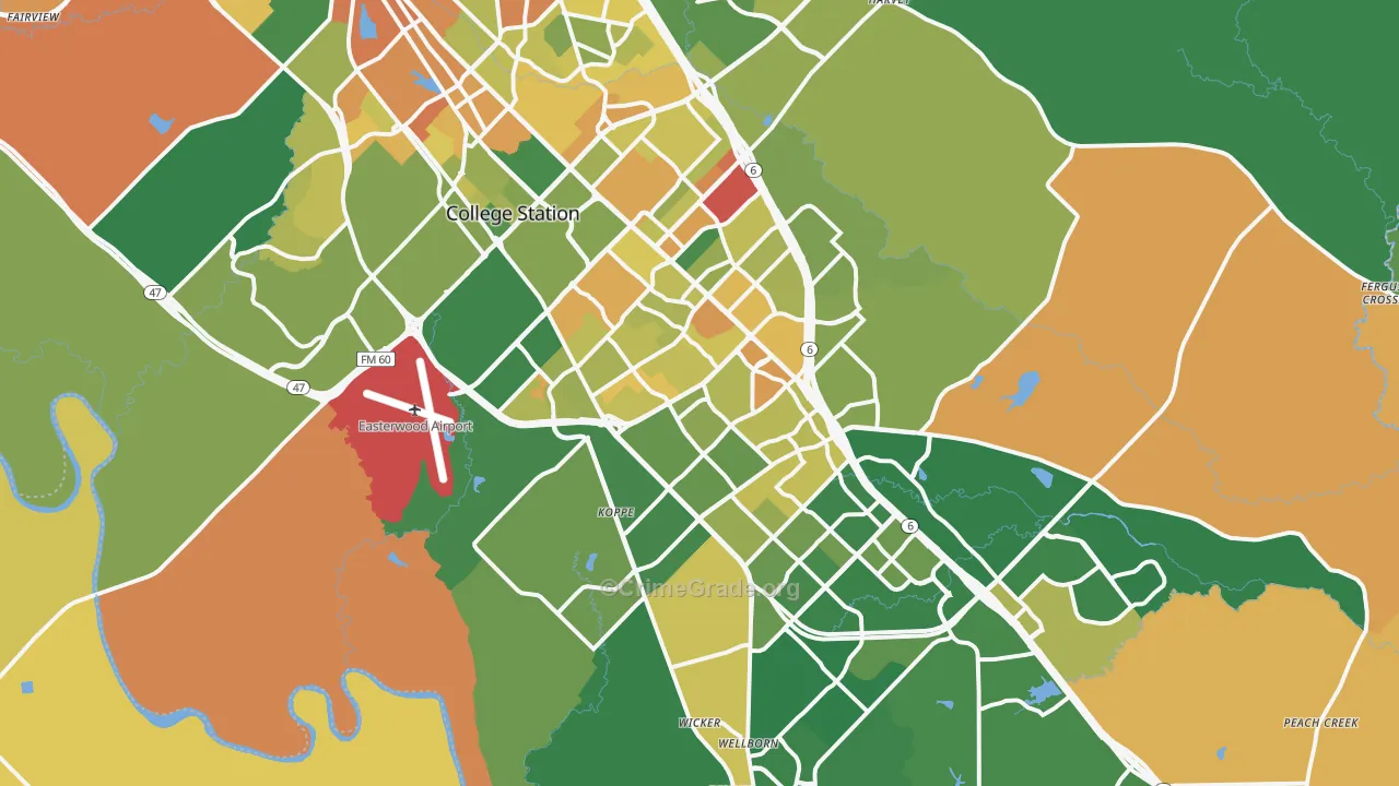 College Station, TX Map of Robbery Rates