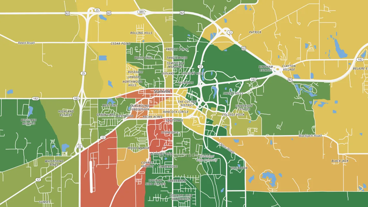 College View, Starkville, MS Map of Robbery Rates