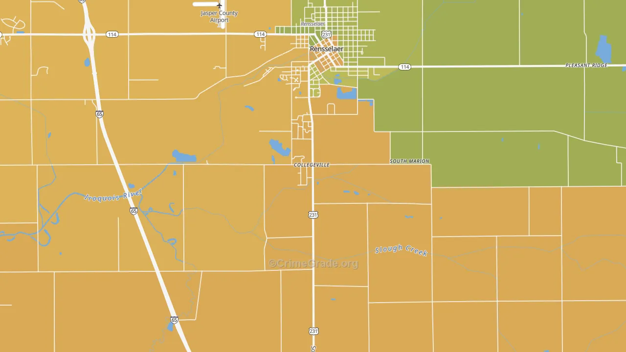 Collegeville, IN Map of Robbery Rates