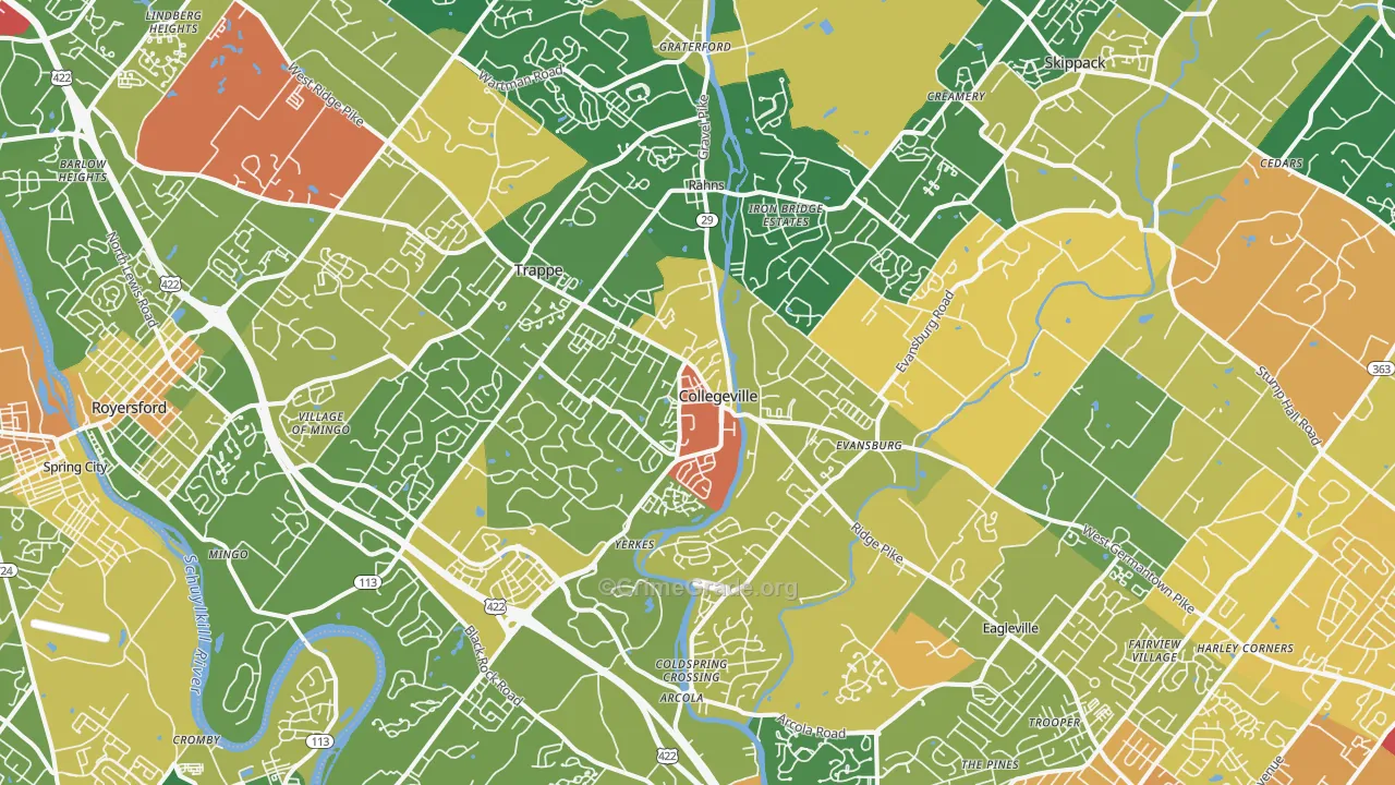 Collegeville, PA Map of Robbery Rates
