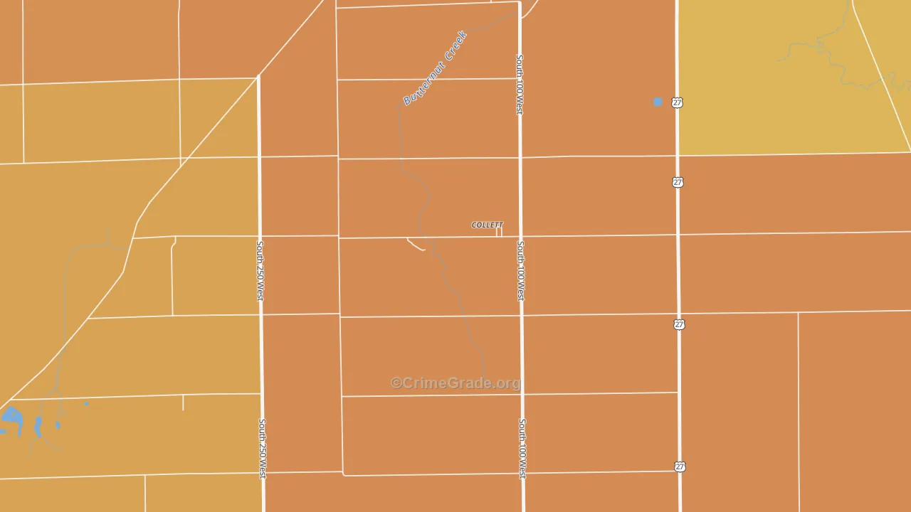 Collett, IN Map of Robbery Rates