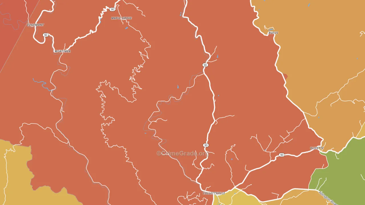 Collettsville, NC Map of Robbery Rates