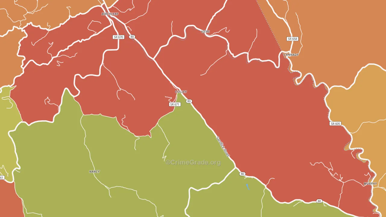 Colley, VA Map of Robbery Rates