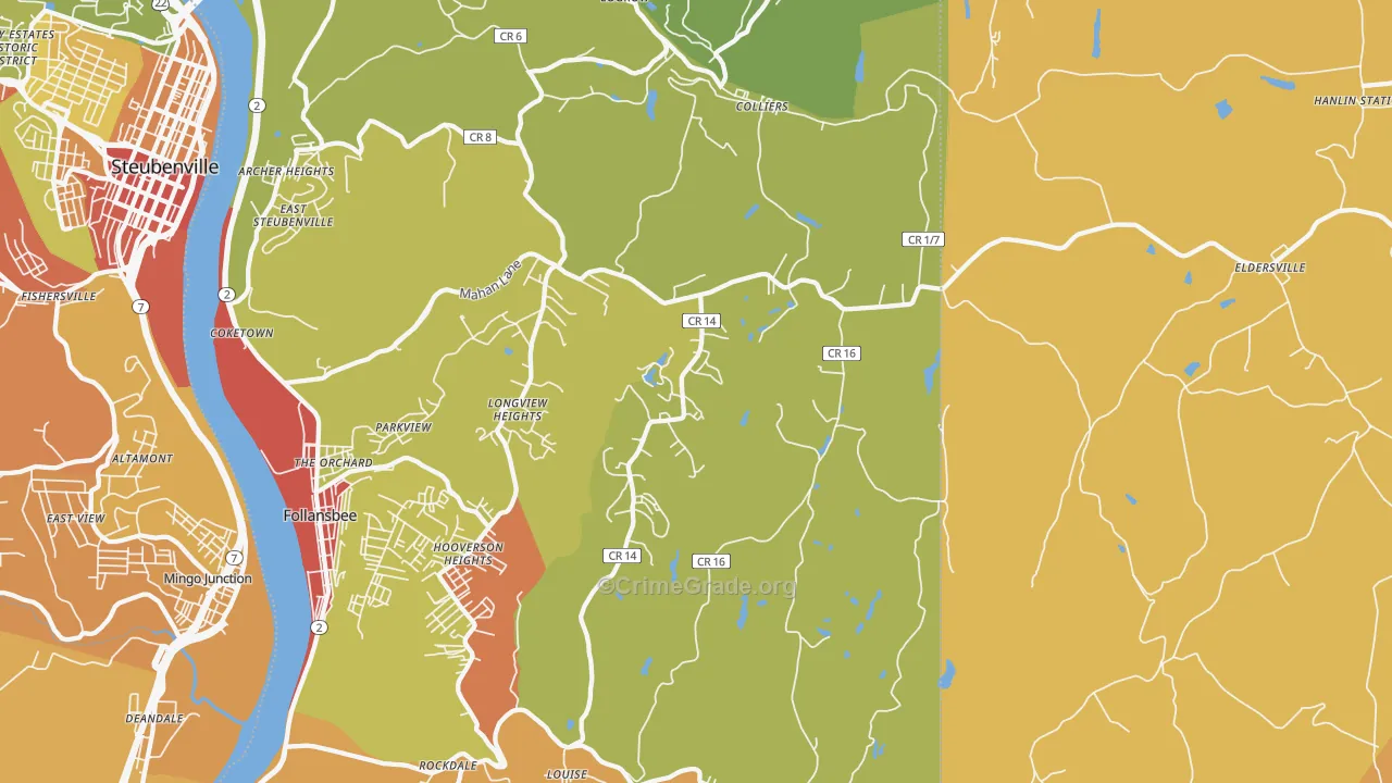 Colliers, WV Map of Robbery Rates