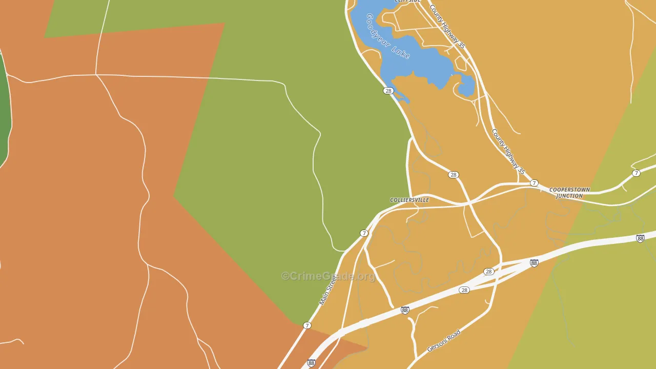 Colliersville, NY Map of Robbery Rates