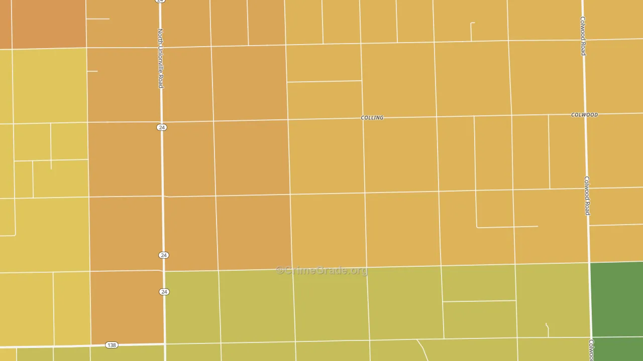Colling, MI Map of Robbery Rates
