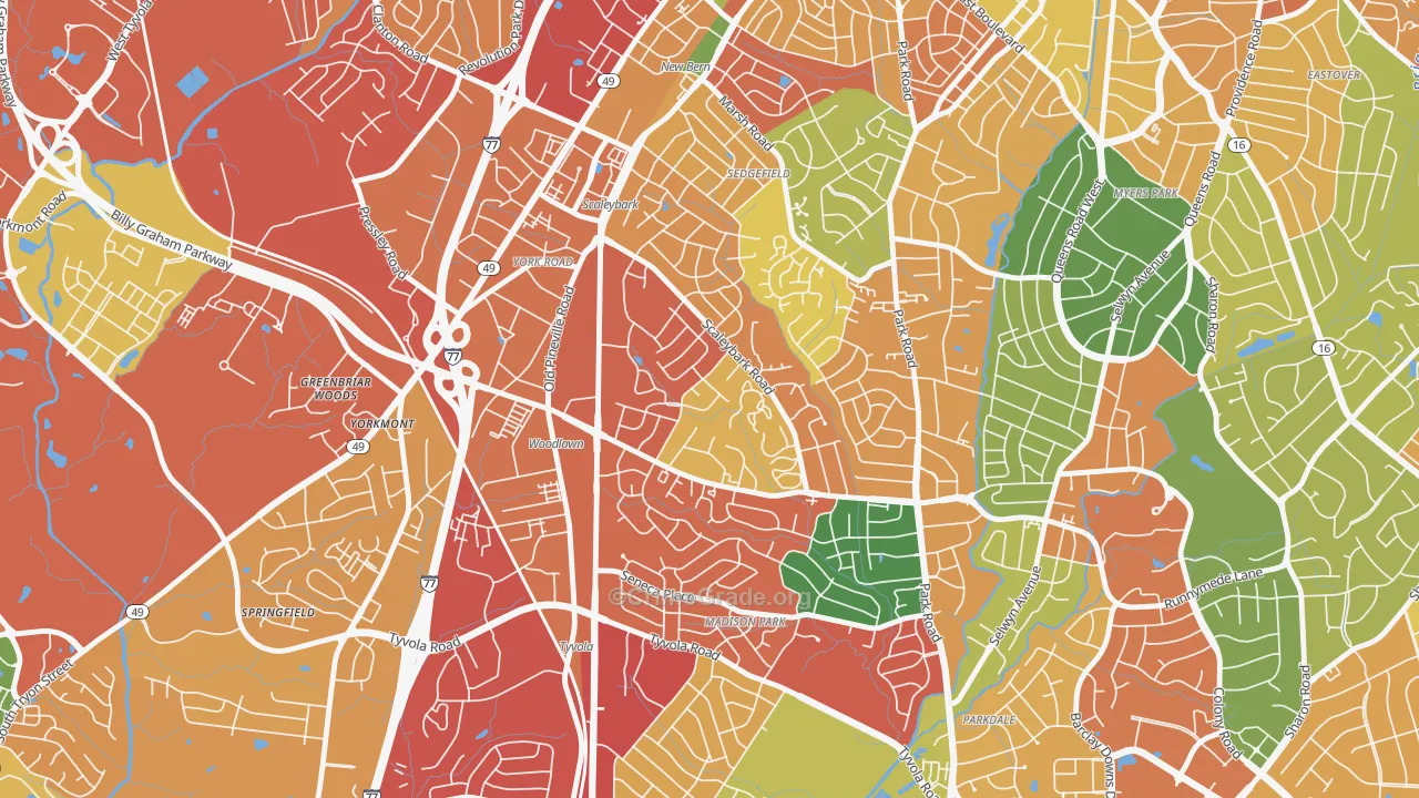 Collingwood, Charlotte, NC Map of Robbery Rates