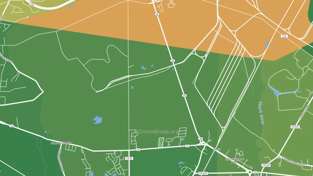 Collingwood Park, NJ Map of Robbery Rates